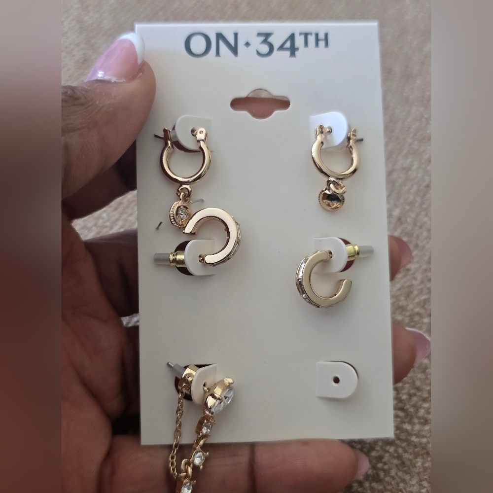 On 34th Gold Earrings Set New Women